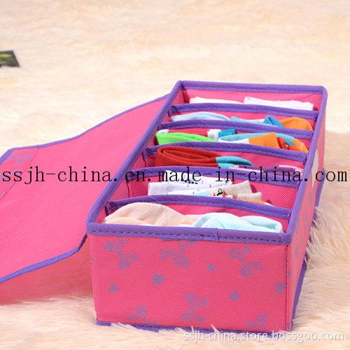 Folding Underwear Storage Box with 6 Grids Pink (TN-UW 021)